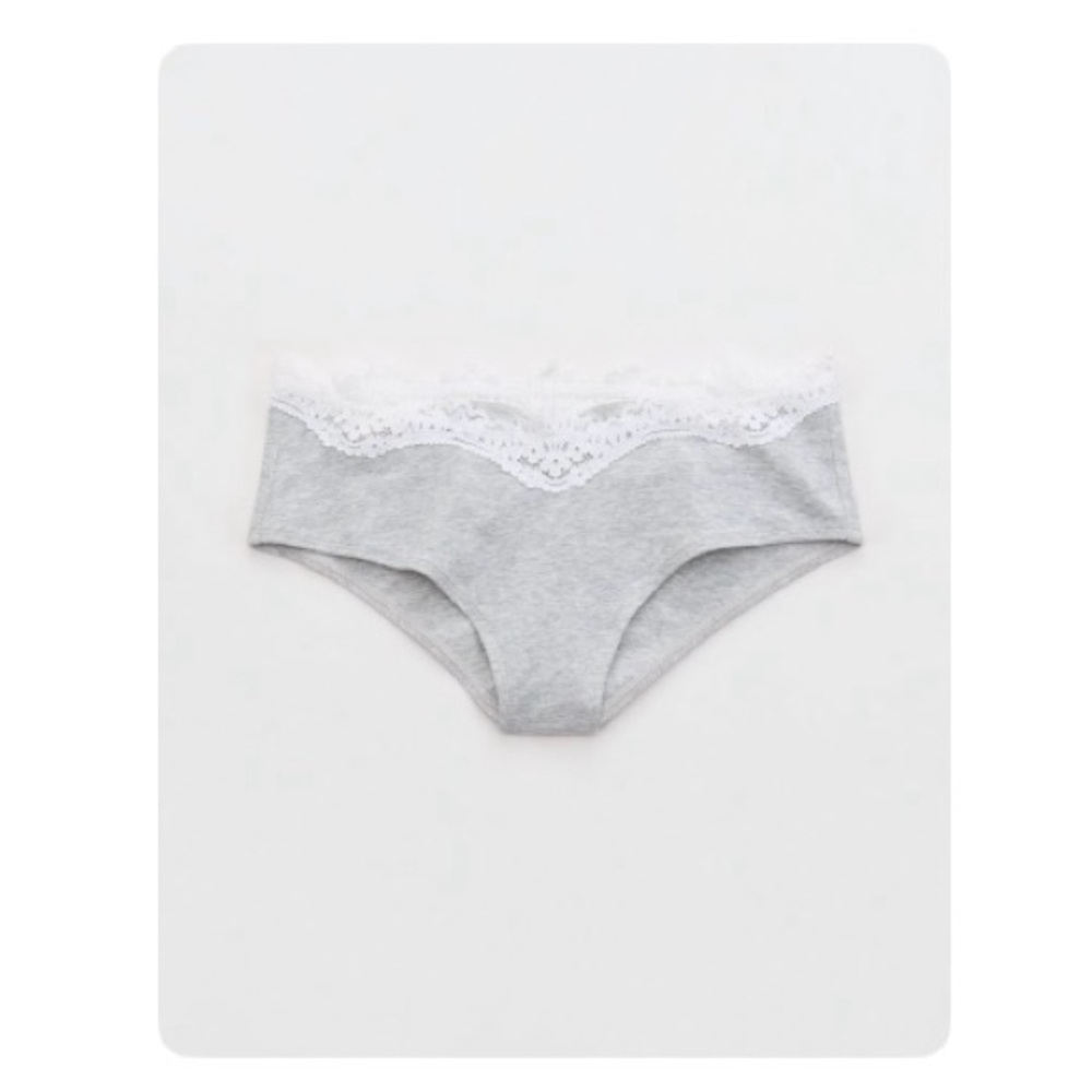 NWT Aerie Superchill Cotton Ruched Lace Trim Cheeky Panty